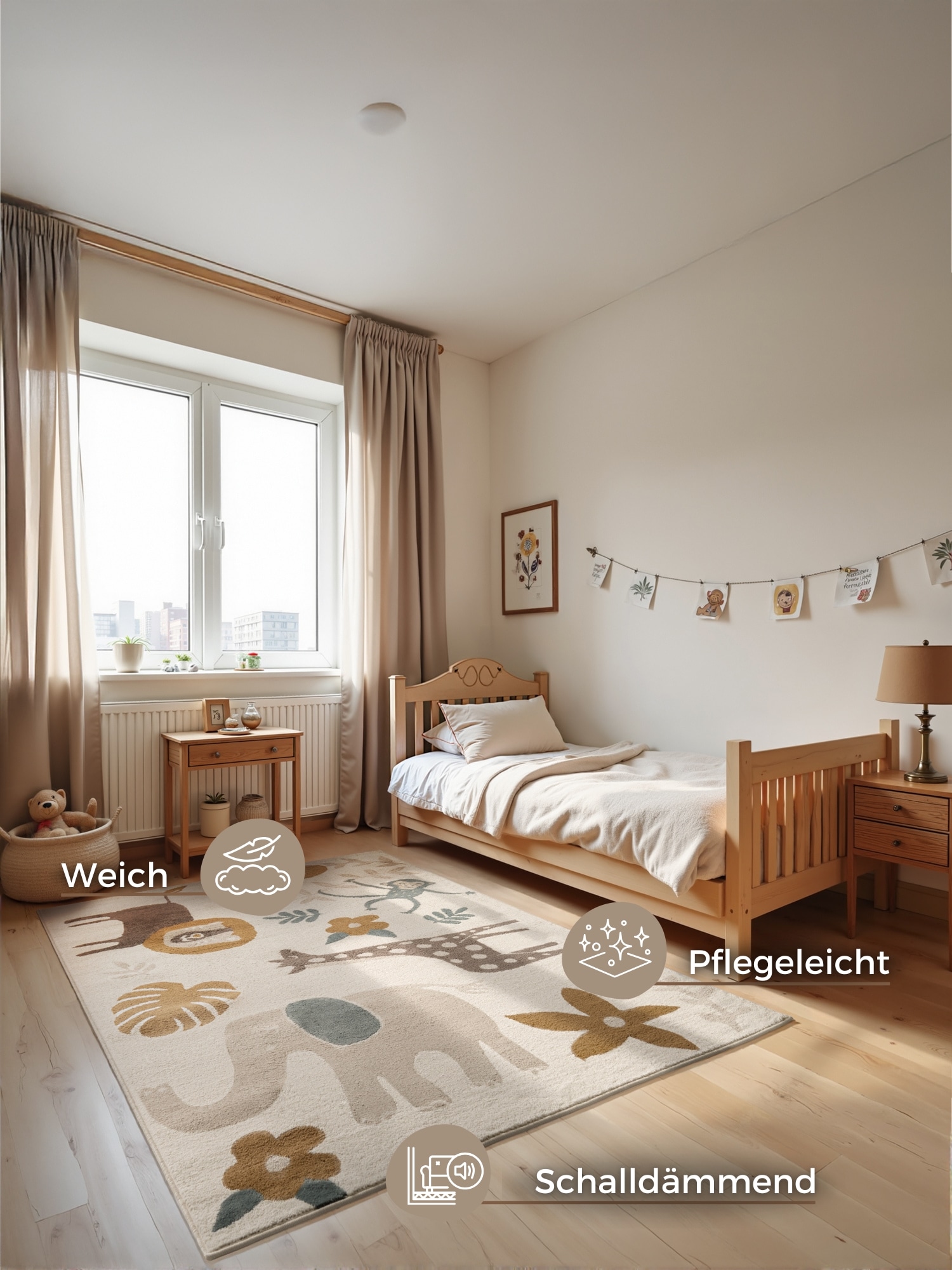 HANSE Home Kinderteppich »Animal Safari« rechteckig 8 mm Höhe Spielteppich, fest, Kinderzimmer, Kurzflor, Spielunterlage