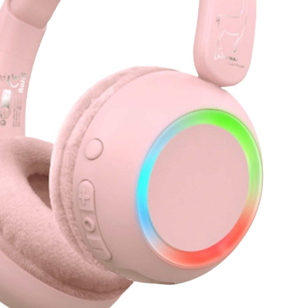 Lalarma draadloze kinderkoptelefoon met licht - roze
