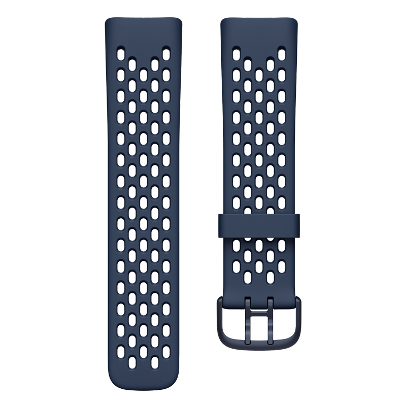 (Gr. XS) Fitbit Charge 6 / 5 Gummi Armband (Gelenkumfang 141 - 231mm) - Dunkelblau