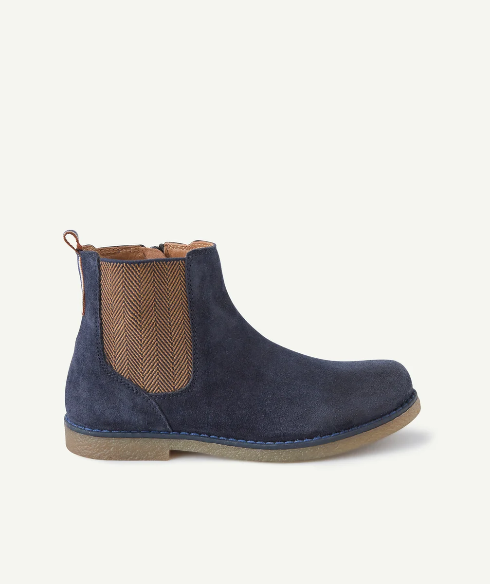 BOTTINES ÉLASTIQUÉES GARÇON EN CUIR BLEU
