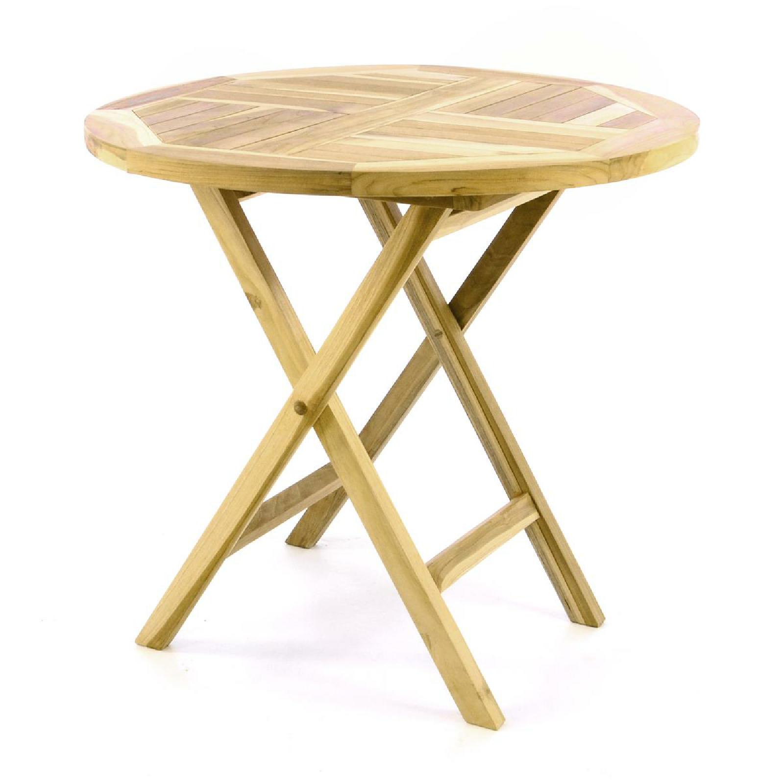 VCM Gartentisch Balkontisch Klapptisch hochwertig Teak Holz natur Ø80cm