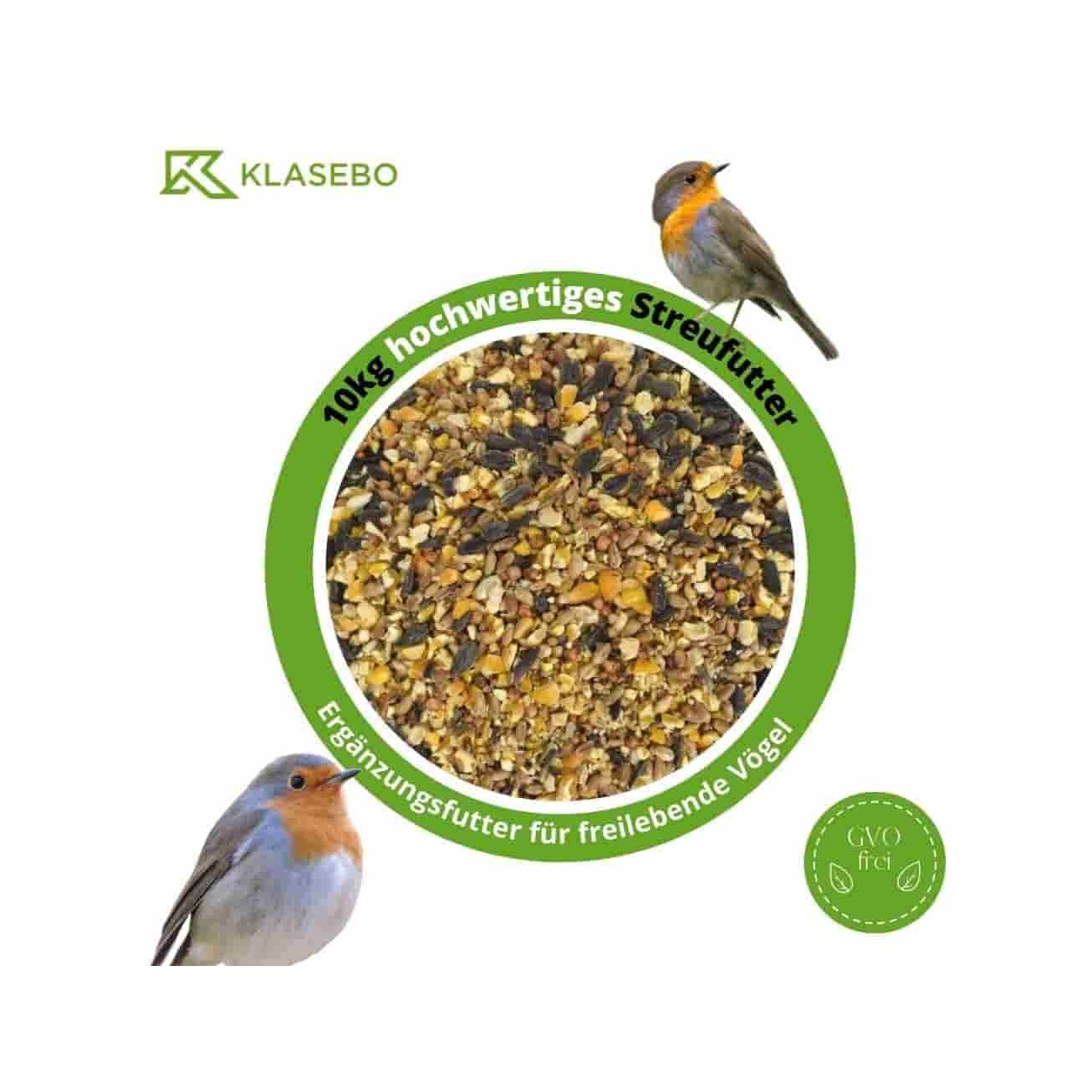KLASEBO Streufutter 10 kg, Vogelfutter, Fettfutter, Wildvogelfutter, Wildvogelmischung