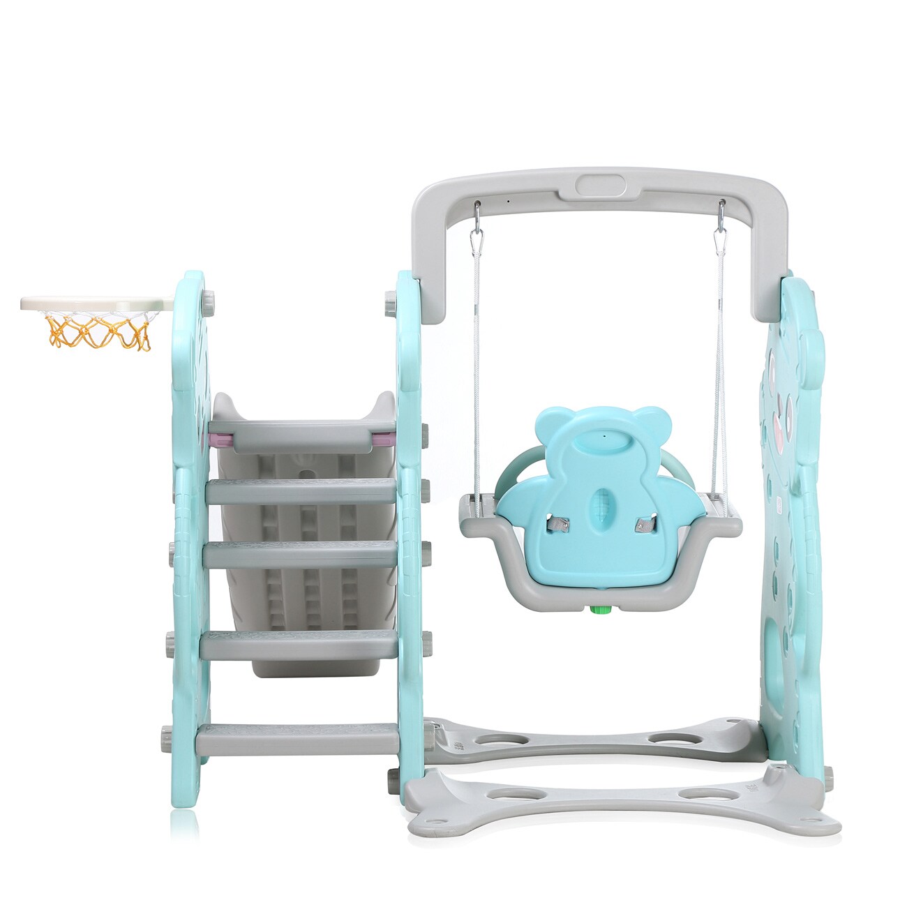 Baby Vivo Spielplatzschaukel / Spielgerüst mit Rutsche für Indoor Outdoor in Türkis / Grau