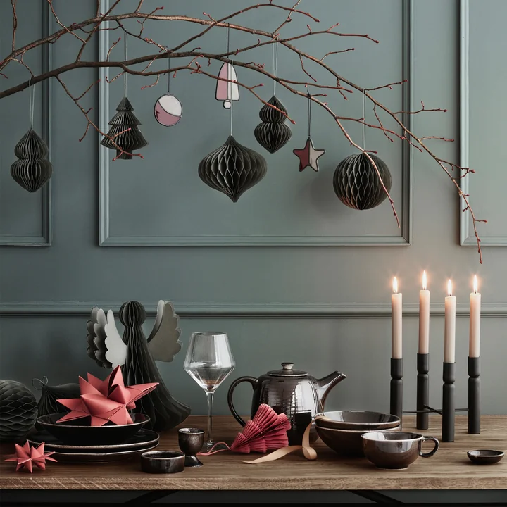 Broste Copenhagen - Christmas Mix Deko-Anhänger, Ø 9 x H 10 cm, thyme (4er-Set)