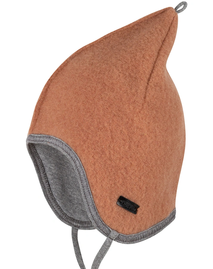 Wollfleece-Zipfelmütze KONTRAST in mocha