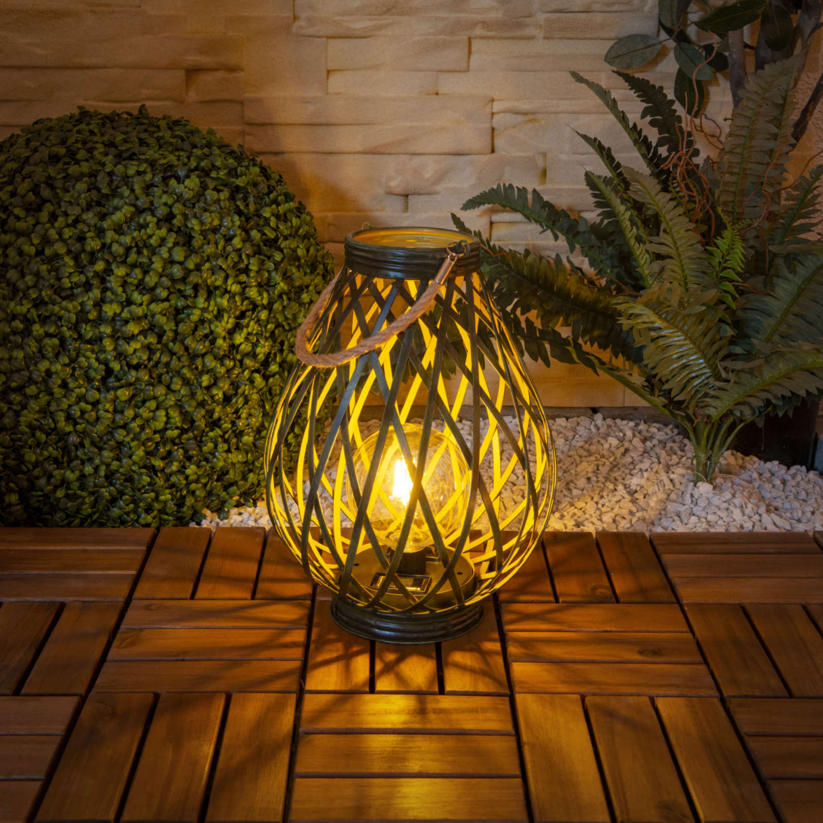 LED-Deko-Solarleuchte BALUBA - grün-gold