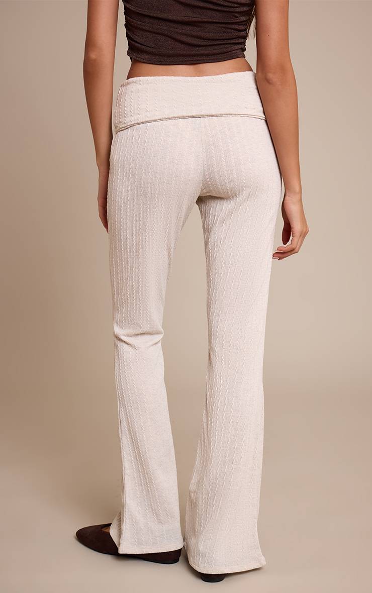 Gris Pierre Pantalon Évasé À Revers En Jersey Texturé Torsadé