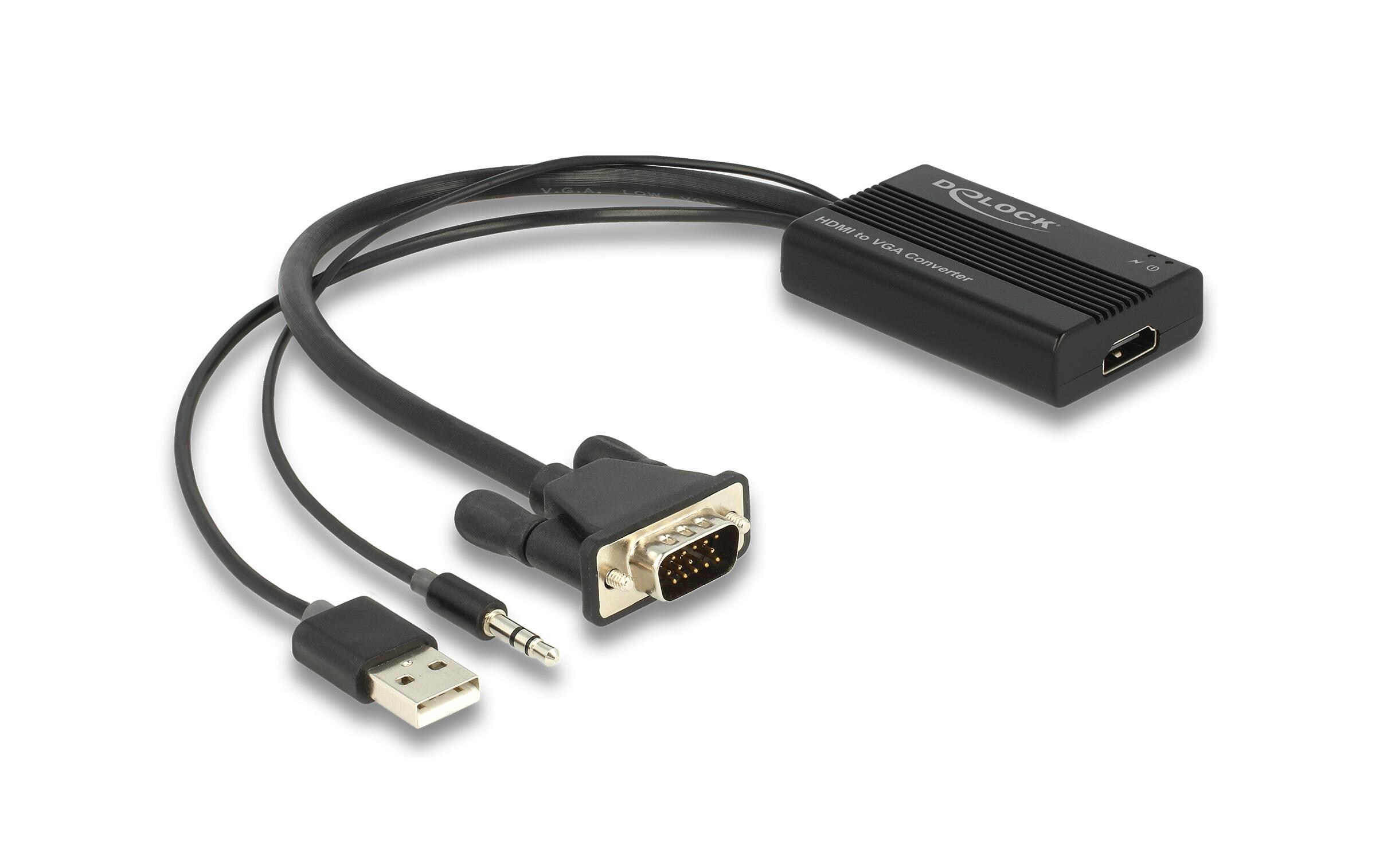 Adapter mit Audio HDMI - VGADelock HDMI zu VGA Adapter mit Audio 25 cm