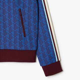 Sweatshirt zippé Paris col montant jacquard monogramme Sweatshirts - Bleu - Lacoste - Femme