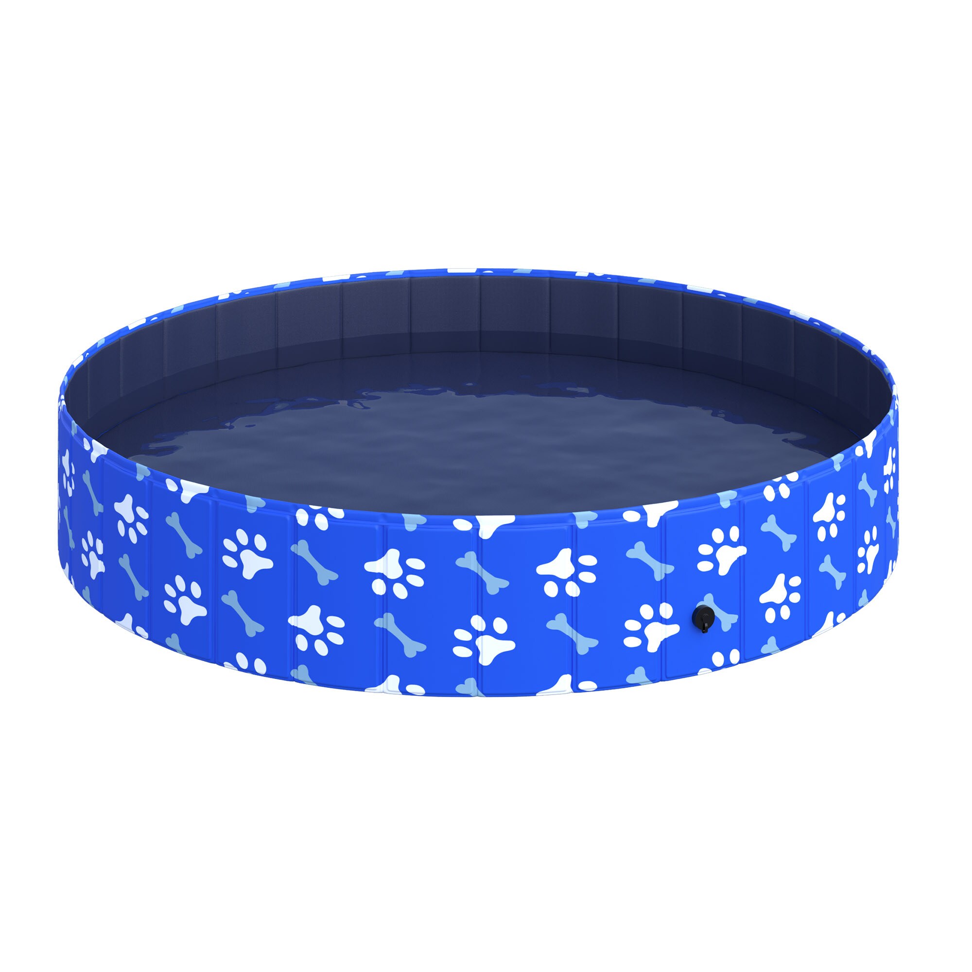 PawHut Hundepool mit Wasserablassventil blau Ø160 x 30H cm