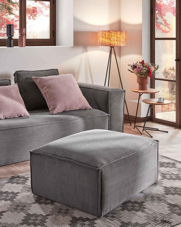 Kave Home Blok poef 90x70 roze corduroy