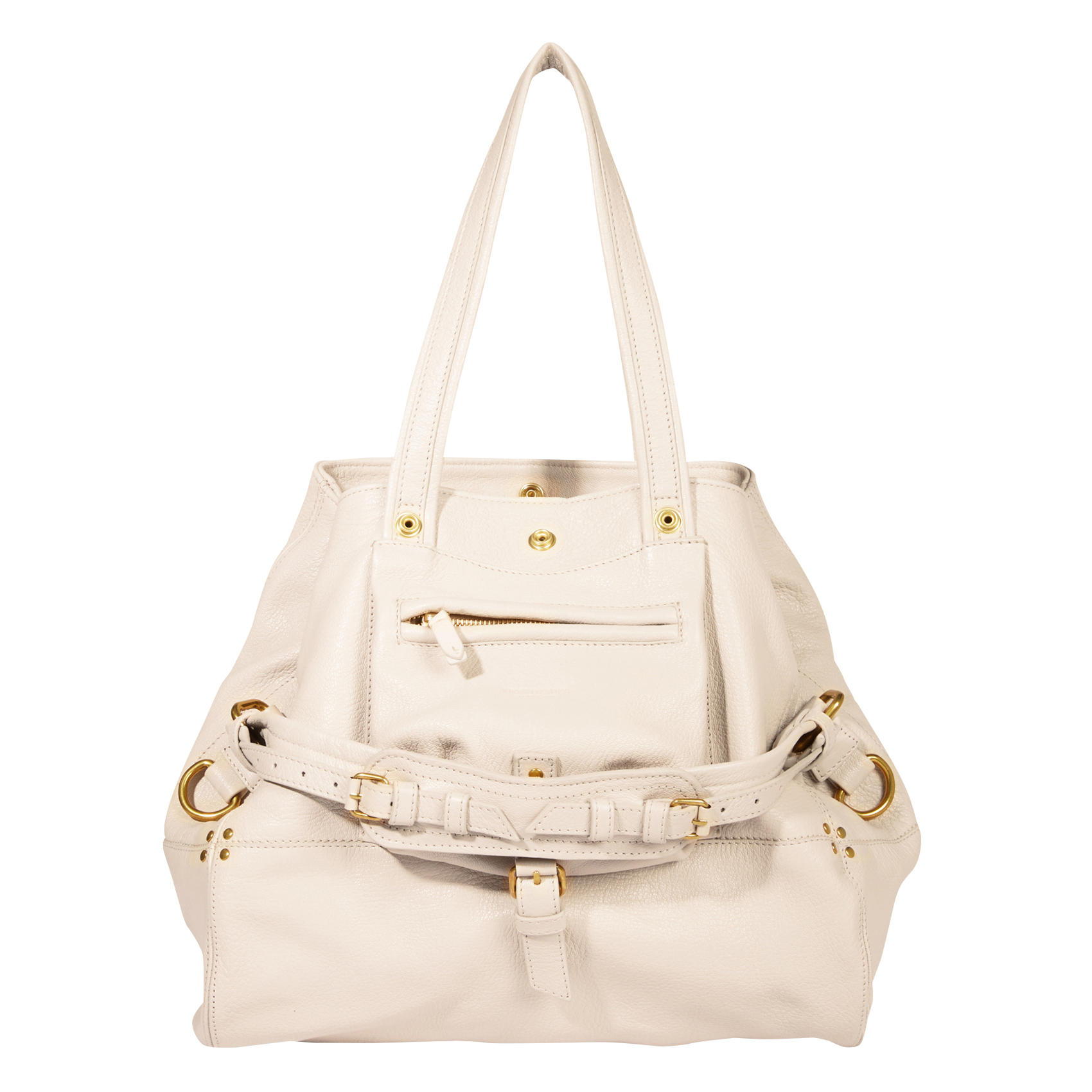 BILLY M - Sac cabas porté épaule en cuir | Beige