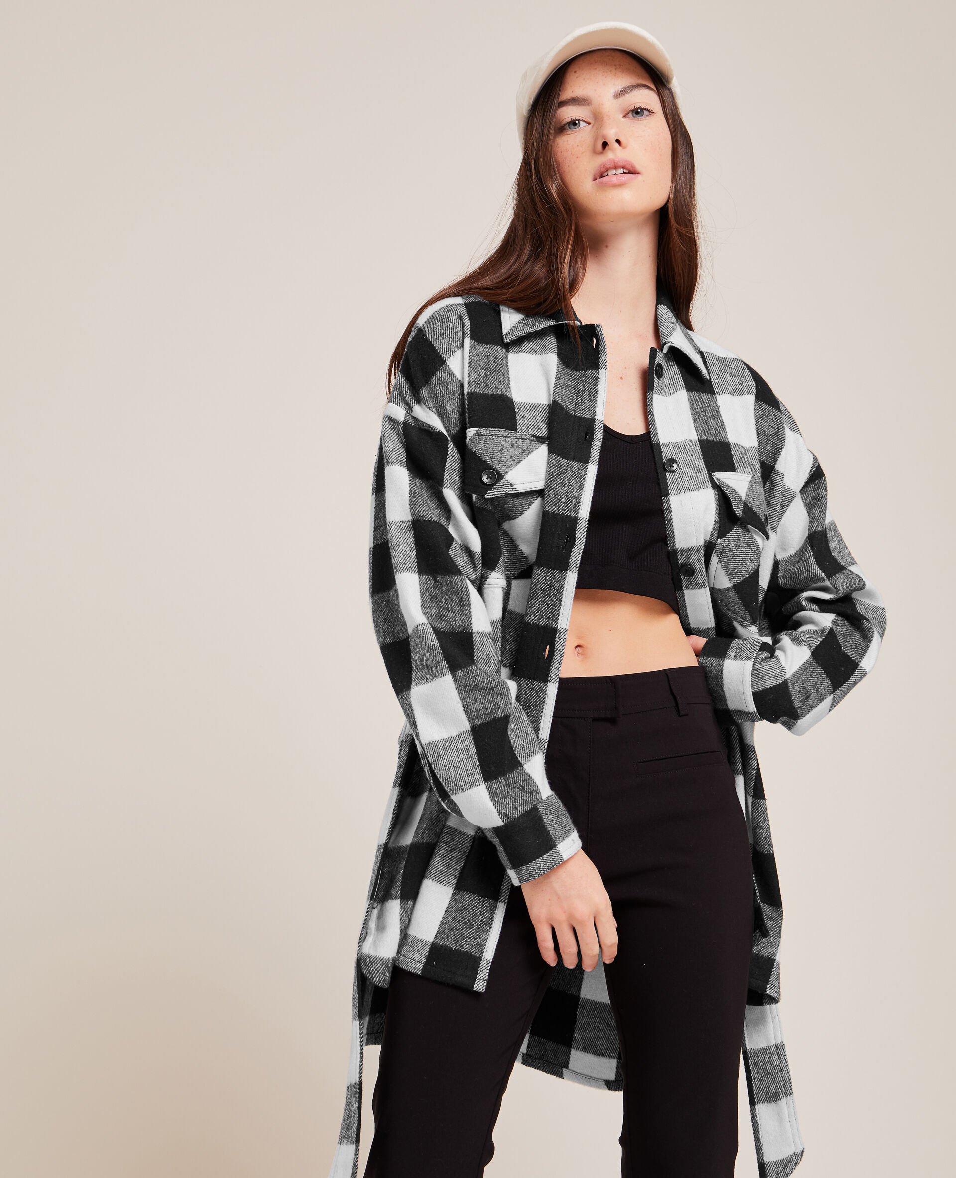 Surchemise avec ceinture à nouer - Noir
