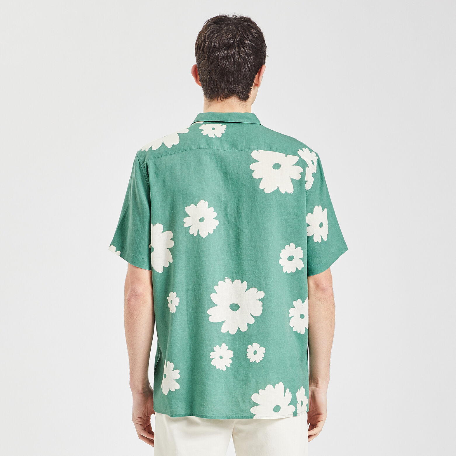 Chemise hawaienne imprimée viscose lin Vert clair