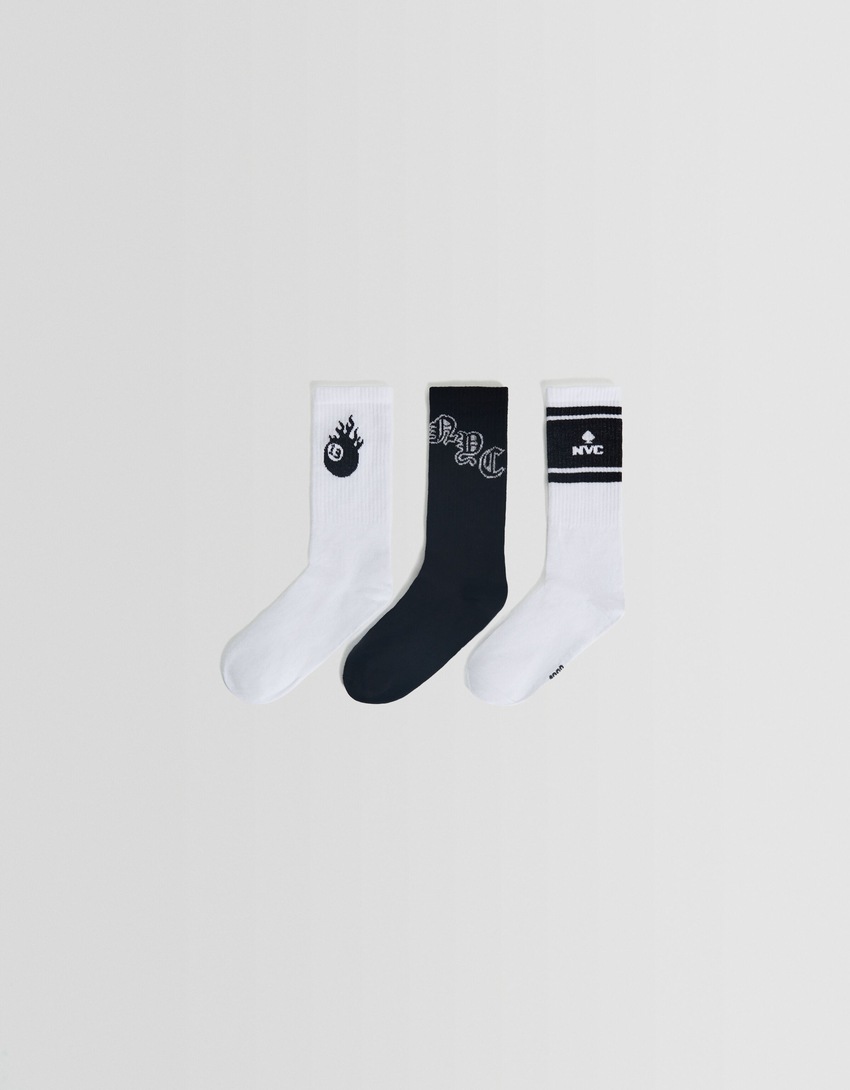 Pacote com 3 pares de meias estampadas