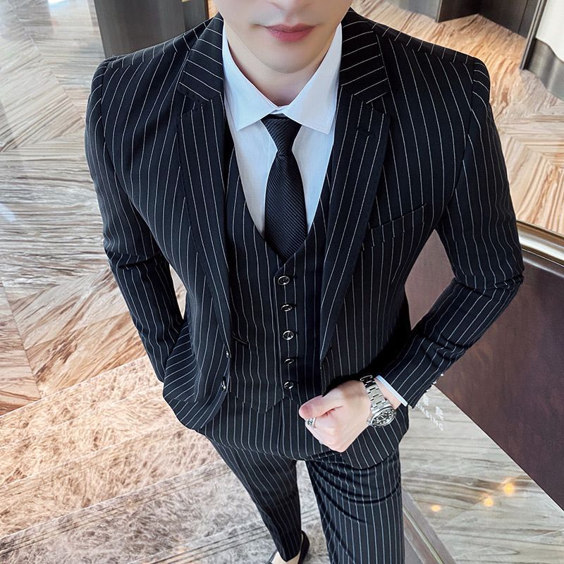 Bay Go Mall - Set: Gestreepte blazer + vest + pantalon
