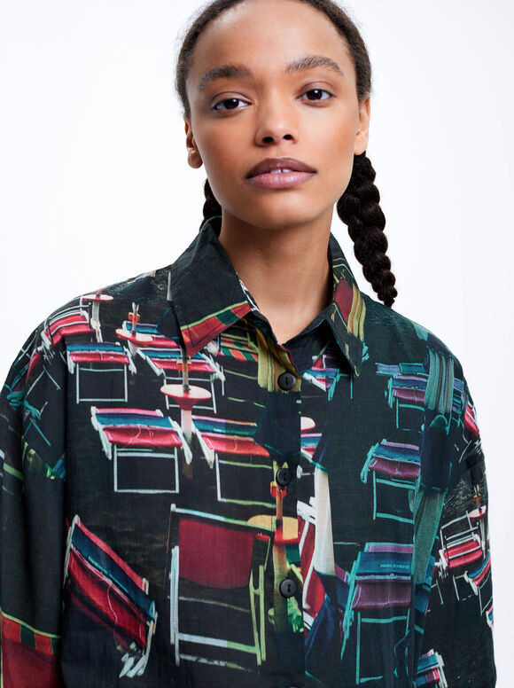 Camisa de algodão estampada - Multicor
