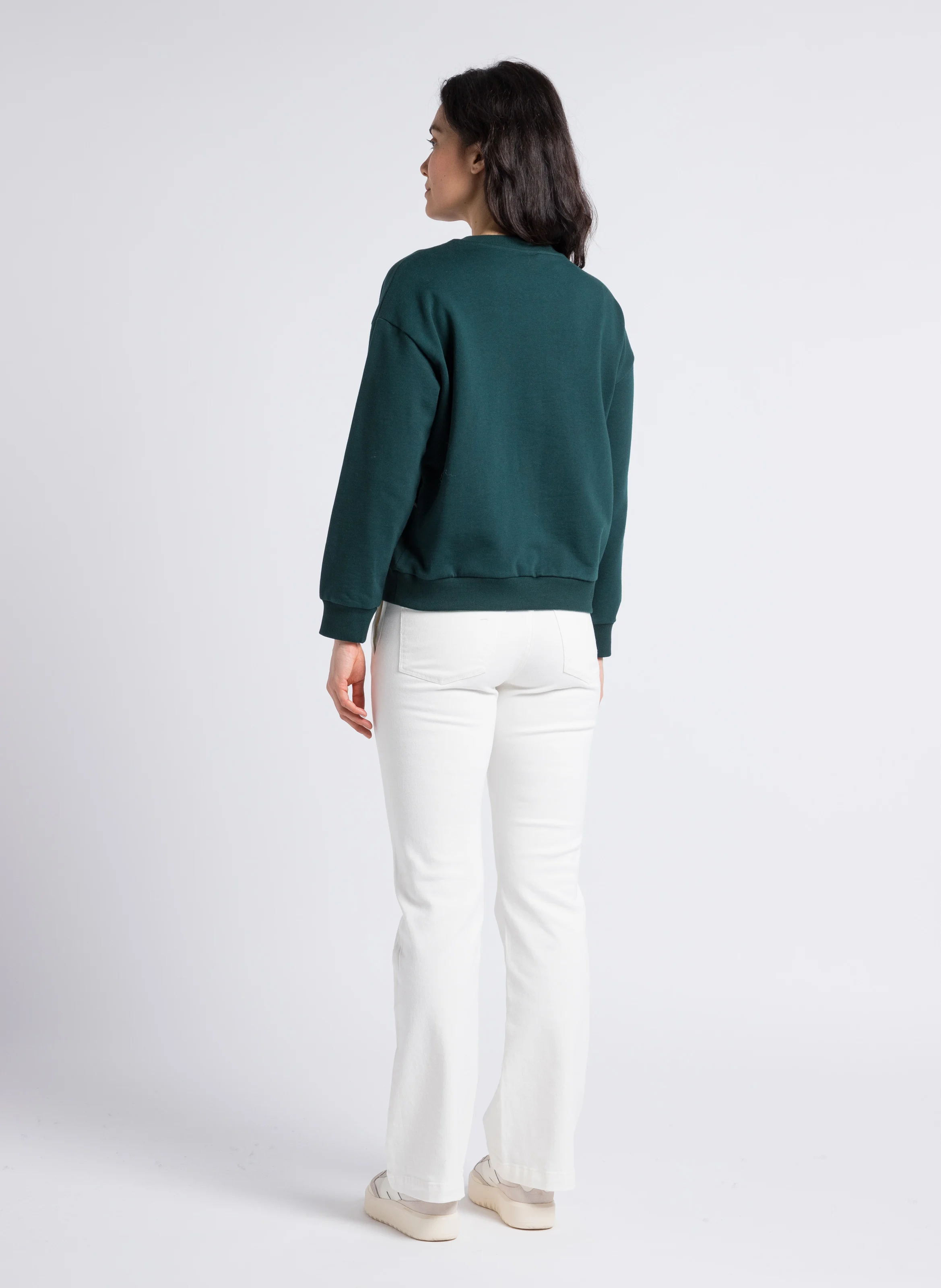 Jean flare avec ourlets en coton | Blanc