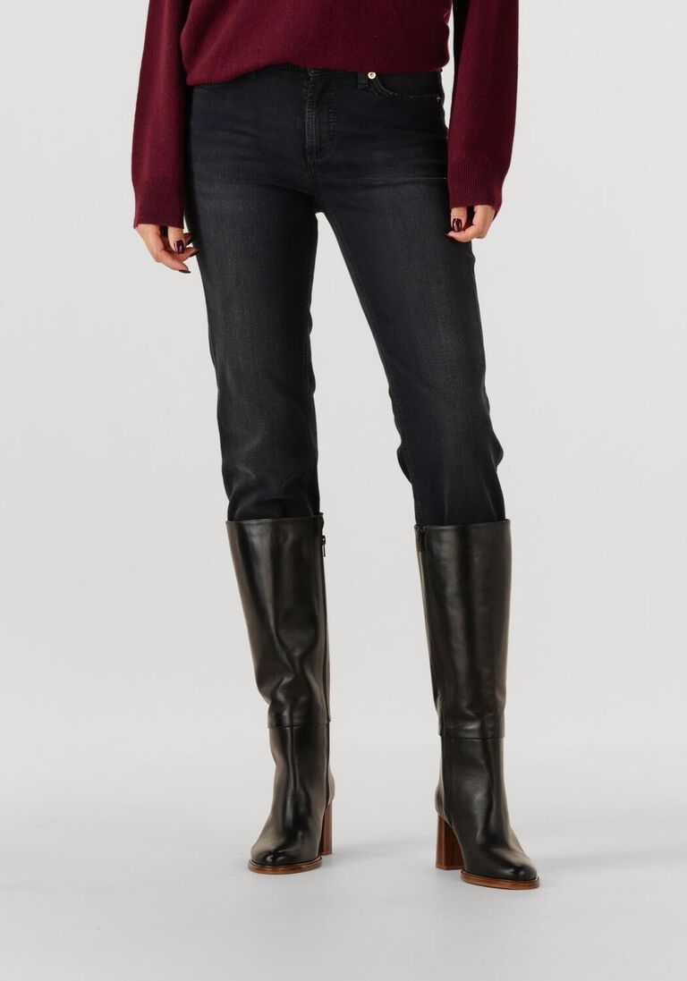 donkergrijze cambio slim fit jeans piper cropped shadow effect