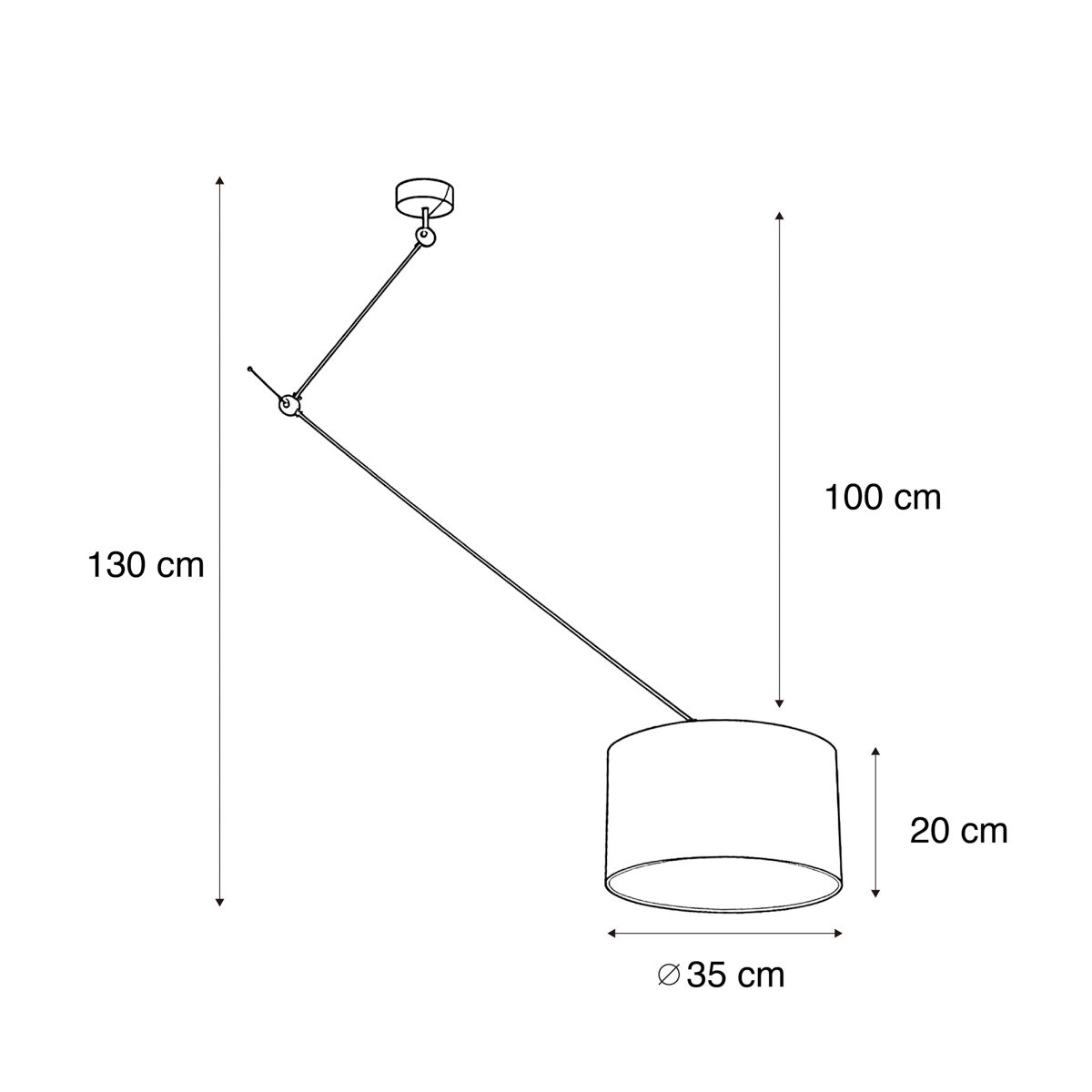 Hanglamp zwart met velours kap bruin 35cm - Blitz