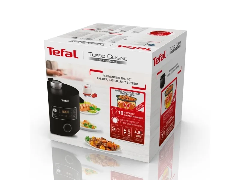 Tefal Turbo Cuisine CY754830, 5 L, 1090 W, 12 t, Kina, Sort, Dreje