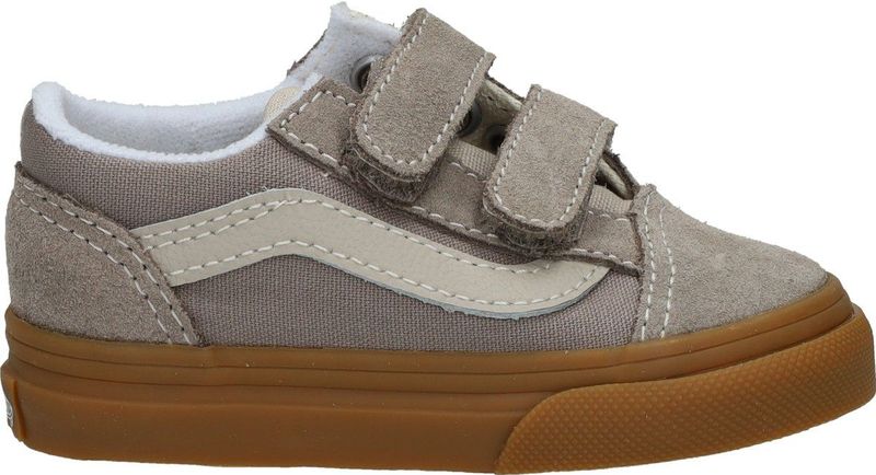 VANS - Old Skool V - Sneakers - Grijs - Leer - Klittenbandsluiting