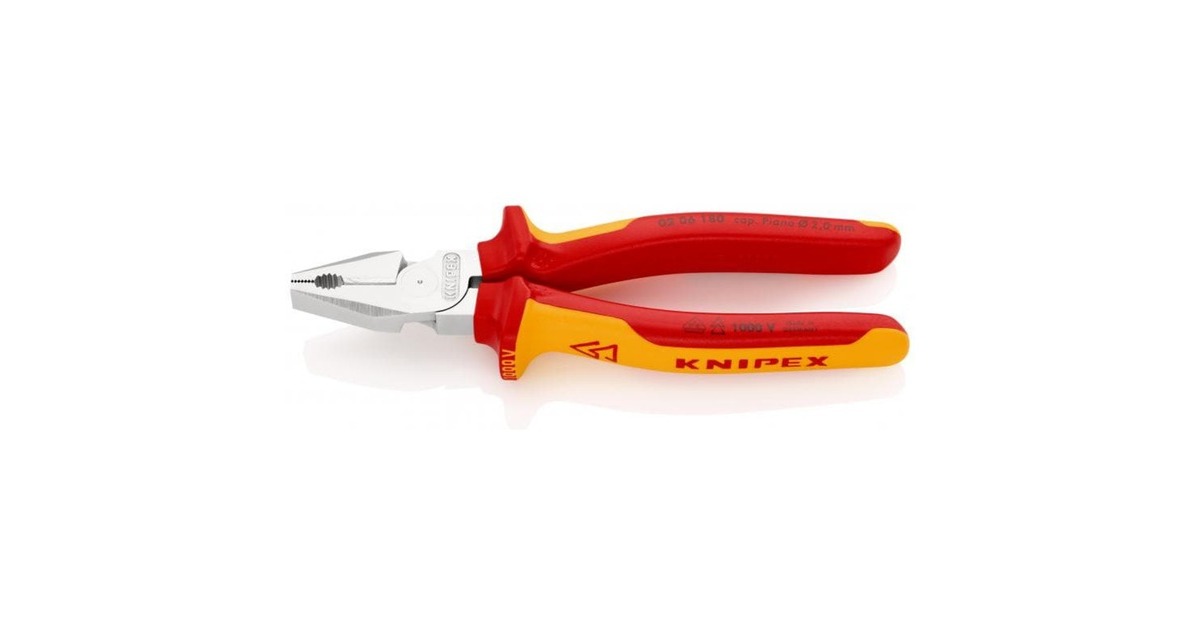 KNIPEXKracht-kombitang 02 06 180 VDE combinatietang  (Rood/geel, Lengte 180mm)
