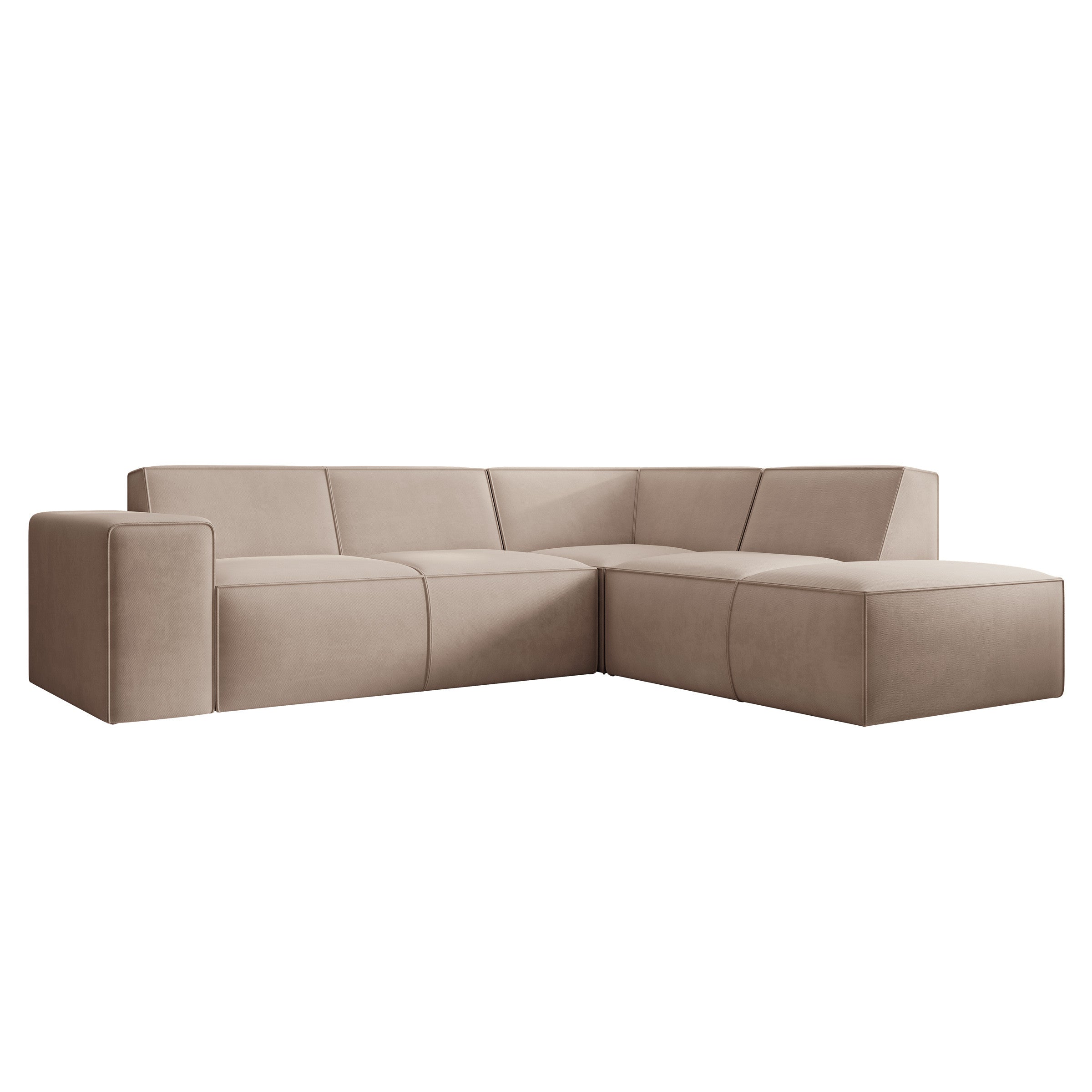 Monet - Hoekbank 4-zits met chaise longue - Stof beige - Rechts - 261x216x80 cm
