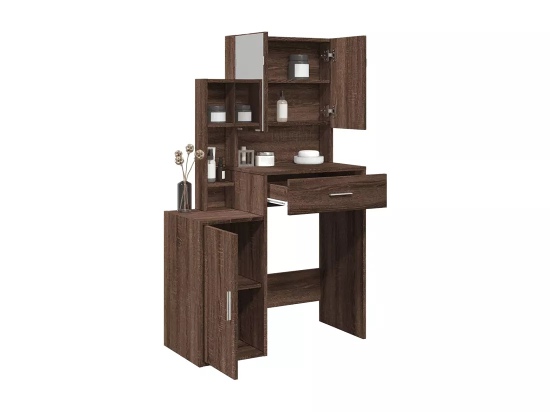 Coiffeuse avec armoire chêne marron 80x35x132 cm