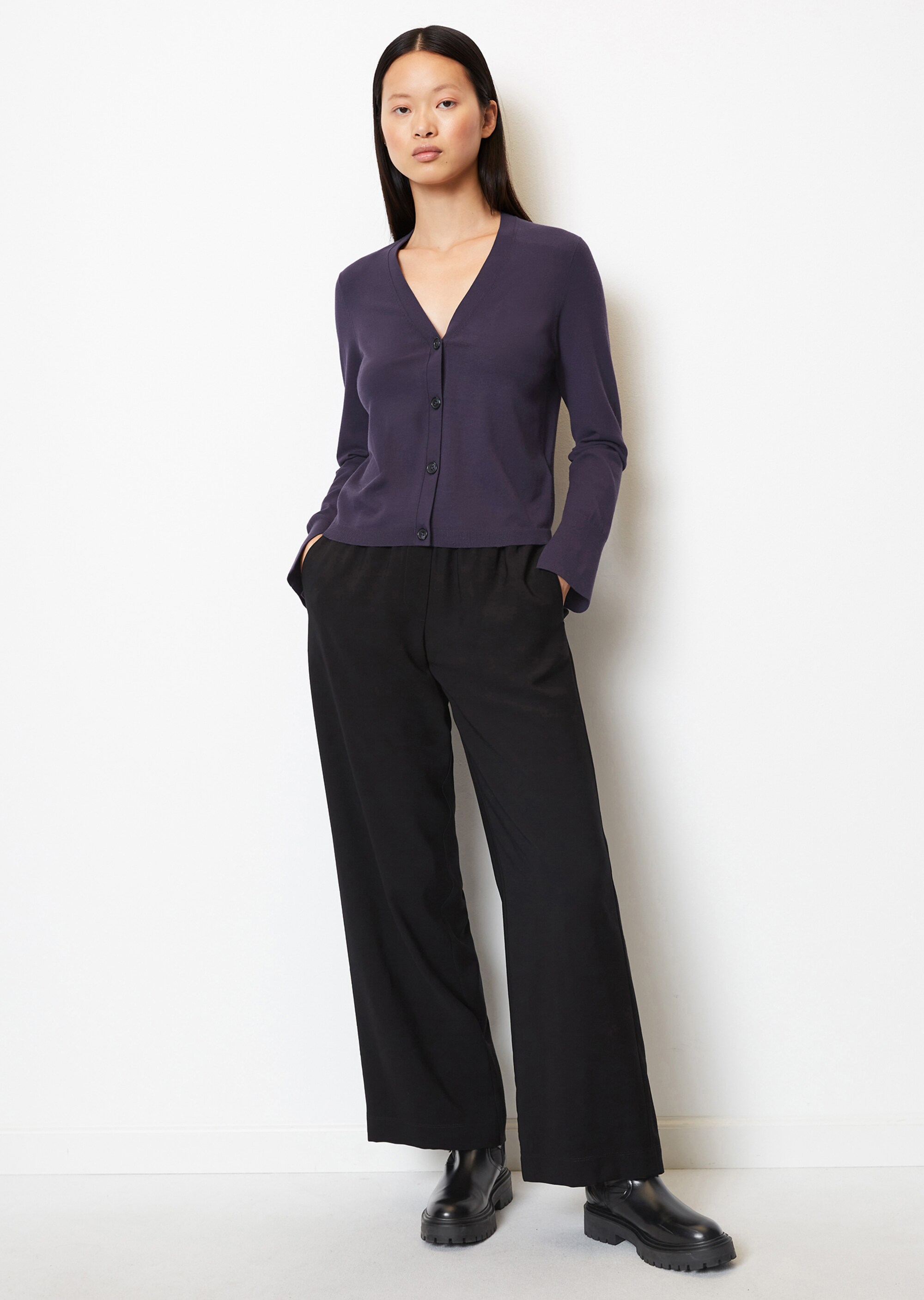 Feinstrick-Cardigan slim aus LENZING™ ECOVERO™