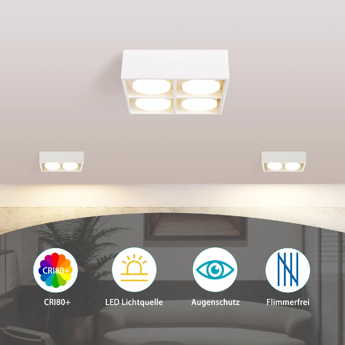 ZMH Plafonnier LED 4 flammes - Articulé