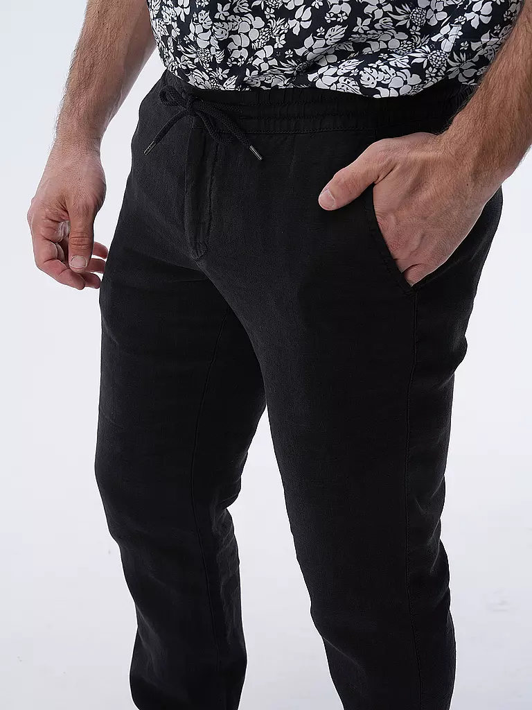 ALBERTO Leinenhose HOUSE Tapered Fit schwarz