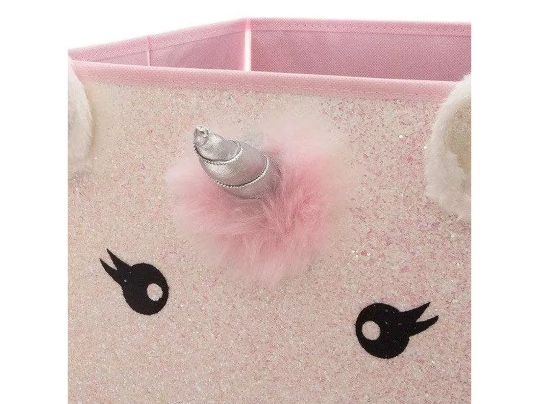 WELL HOME - Boîte de rangement enfant 'Licorne' rose - 29 x 39,5 x 29 cm