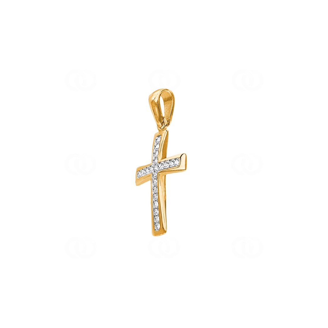 Anhänger 750/18 K Gelbgold Kreuz mit Zirkonia 22 x 14mm