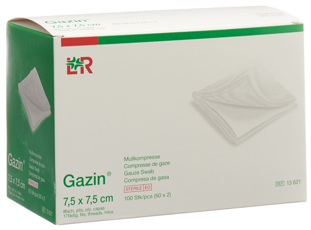 GAZIN Mullkompressen 7.5x7.5cm 8-fach steril 2 Stk
