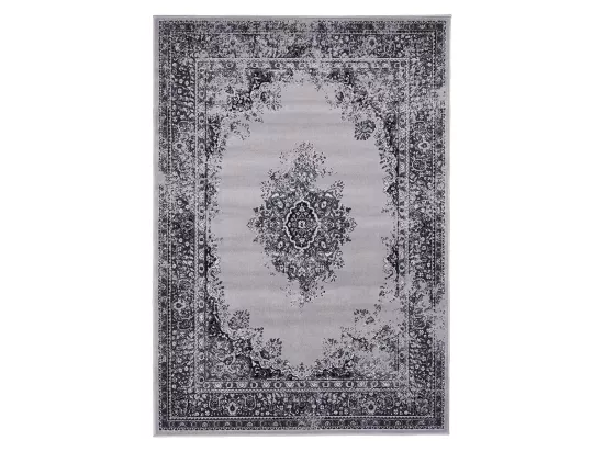 Tapis oriental 160x230 rectangle noir tissé motif ethnique AF VINTOR