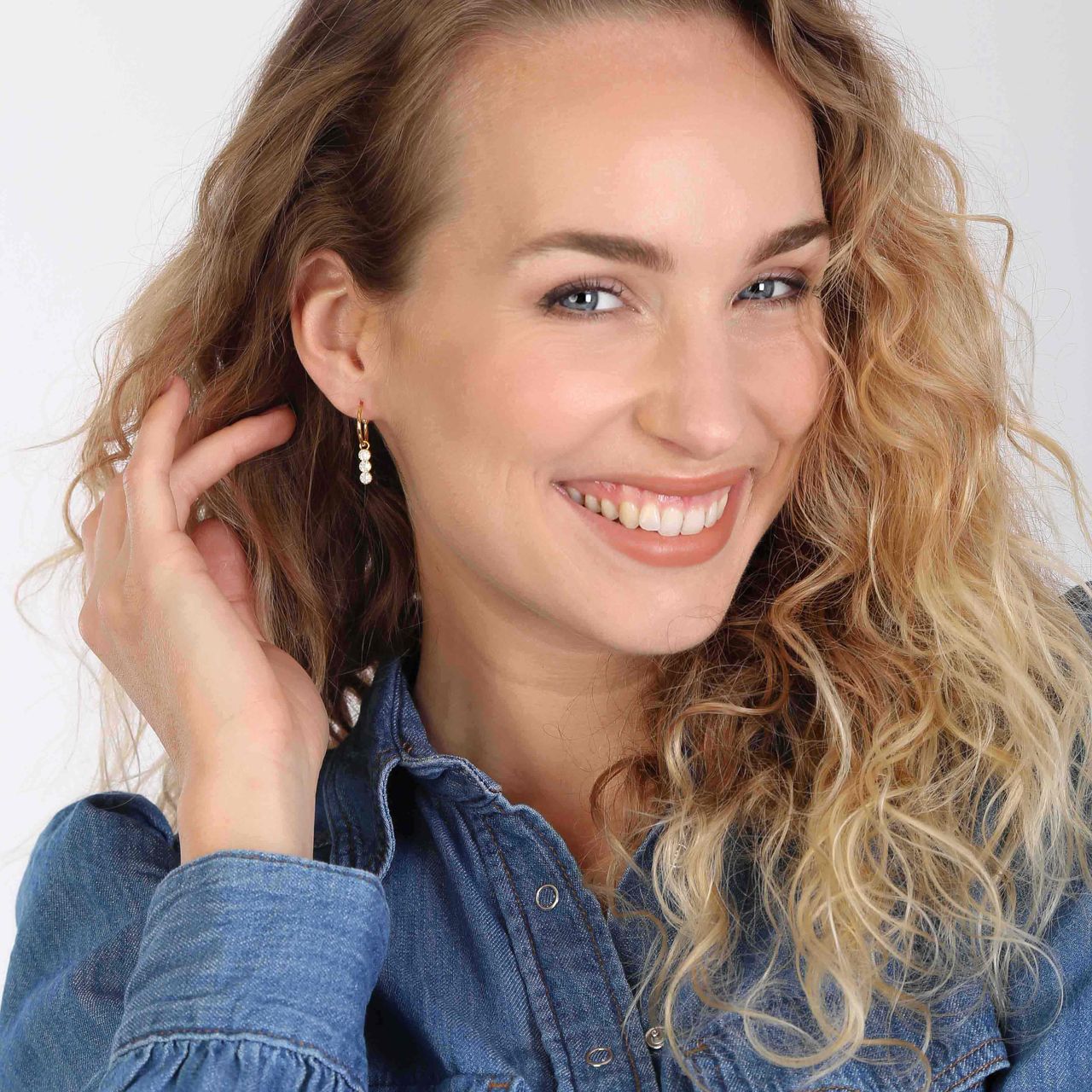 Zilveren oorbelhanger gold geboortesteen Mix&Match