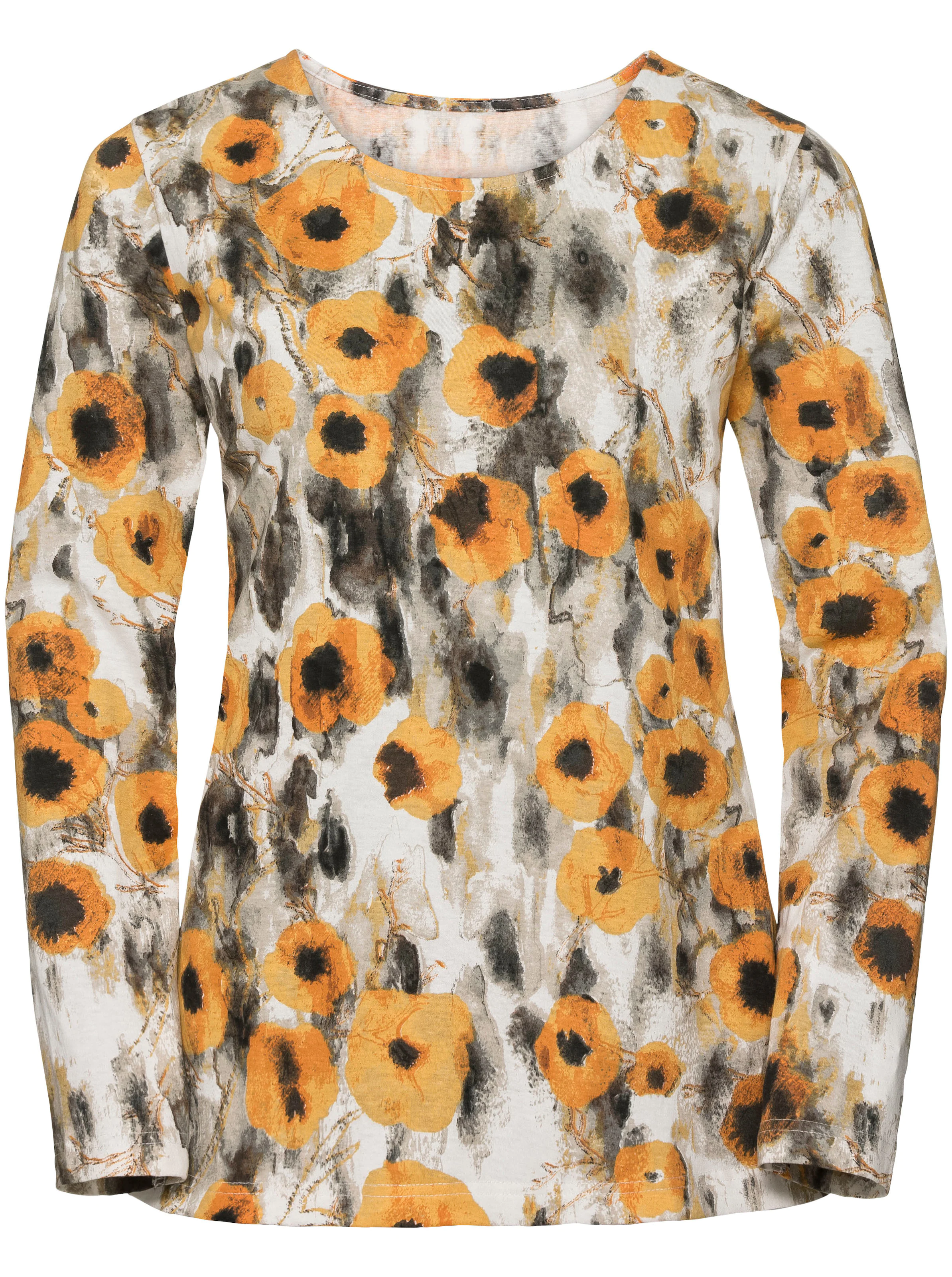 Langarmshirt in gelb-bedruckt