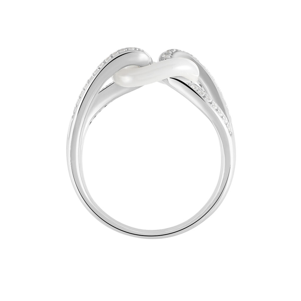 Bague Link Argent Blanc Céramique Et Oxyde De Zirconium