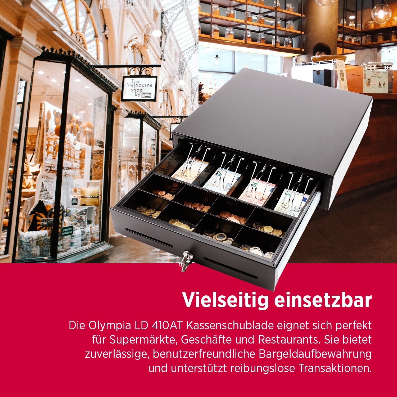 LD 410A Kassenschublade elektrisch Olympia Kassenkompatibel mit RJ11/12 Anschluss