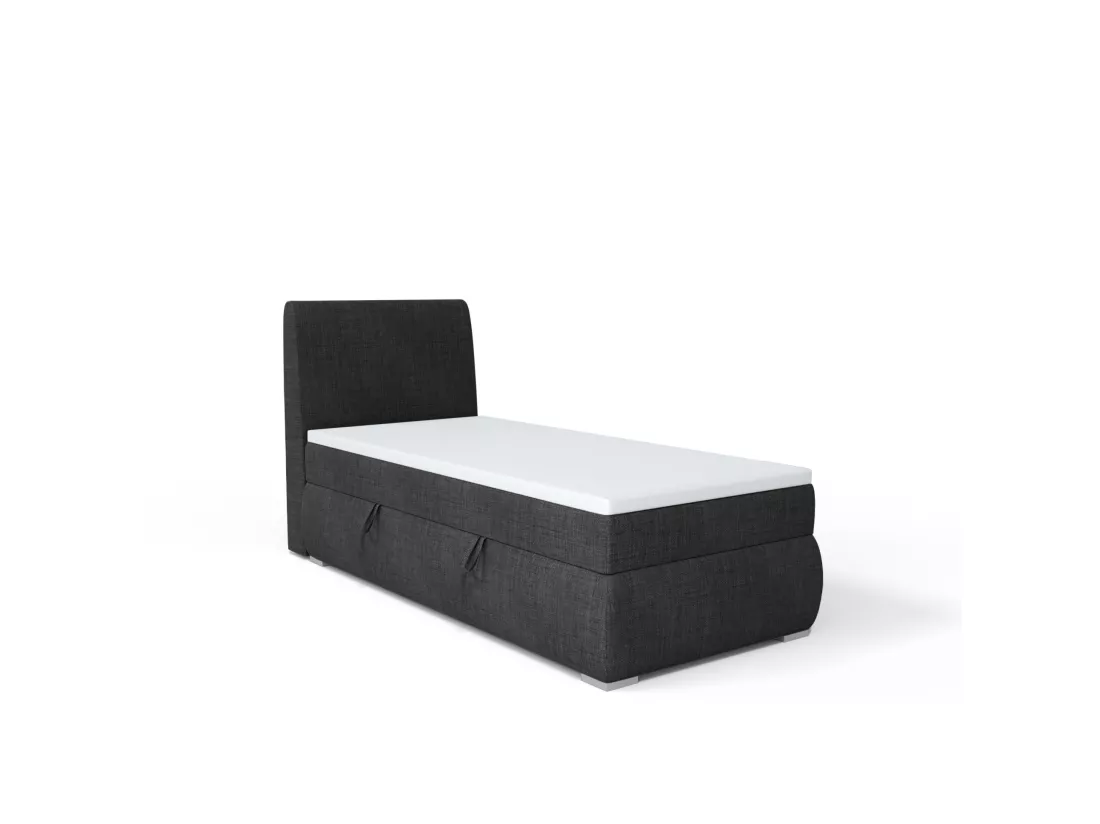 LIT BOXSPRING avec coffre de rangement Buffalo Mini côté gauche 100x200 cm, Lux 23 (Noir)