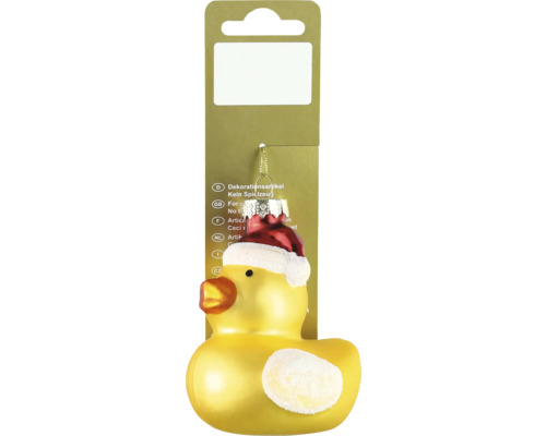 Kerstdecoratie hangende eend glas geel