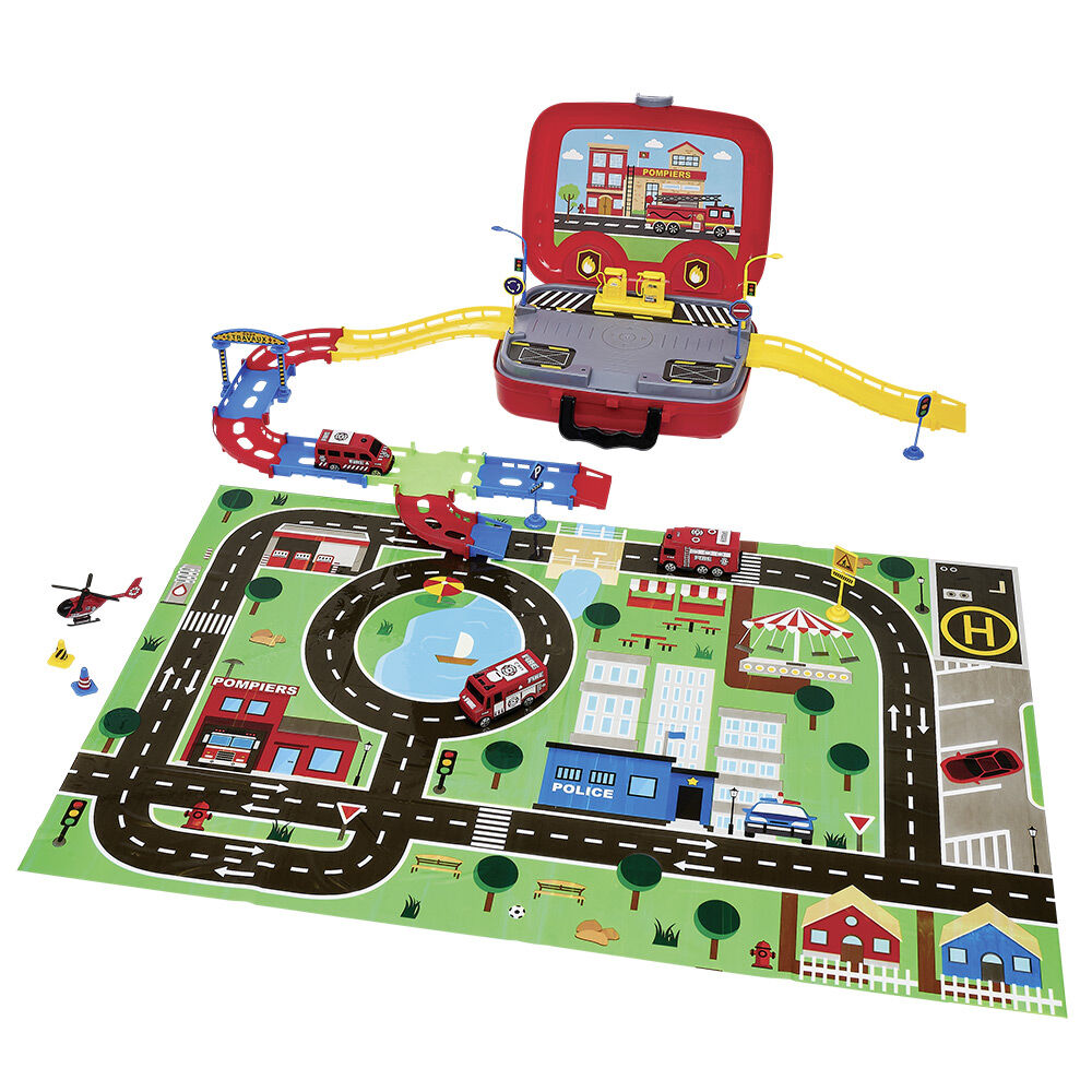Tapis et véhicule de pompier 43 pièces