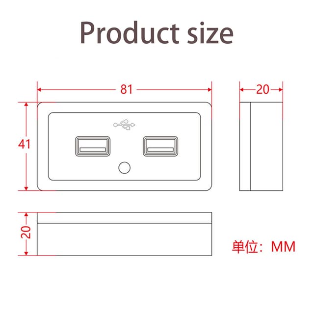 Biloplader Ladepanel med 2 USB-stik