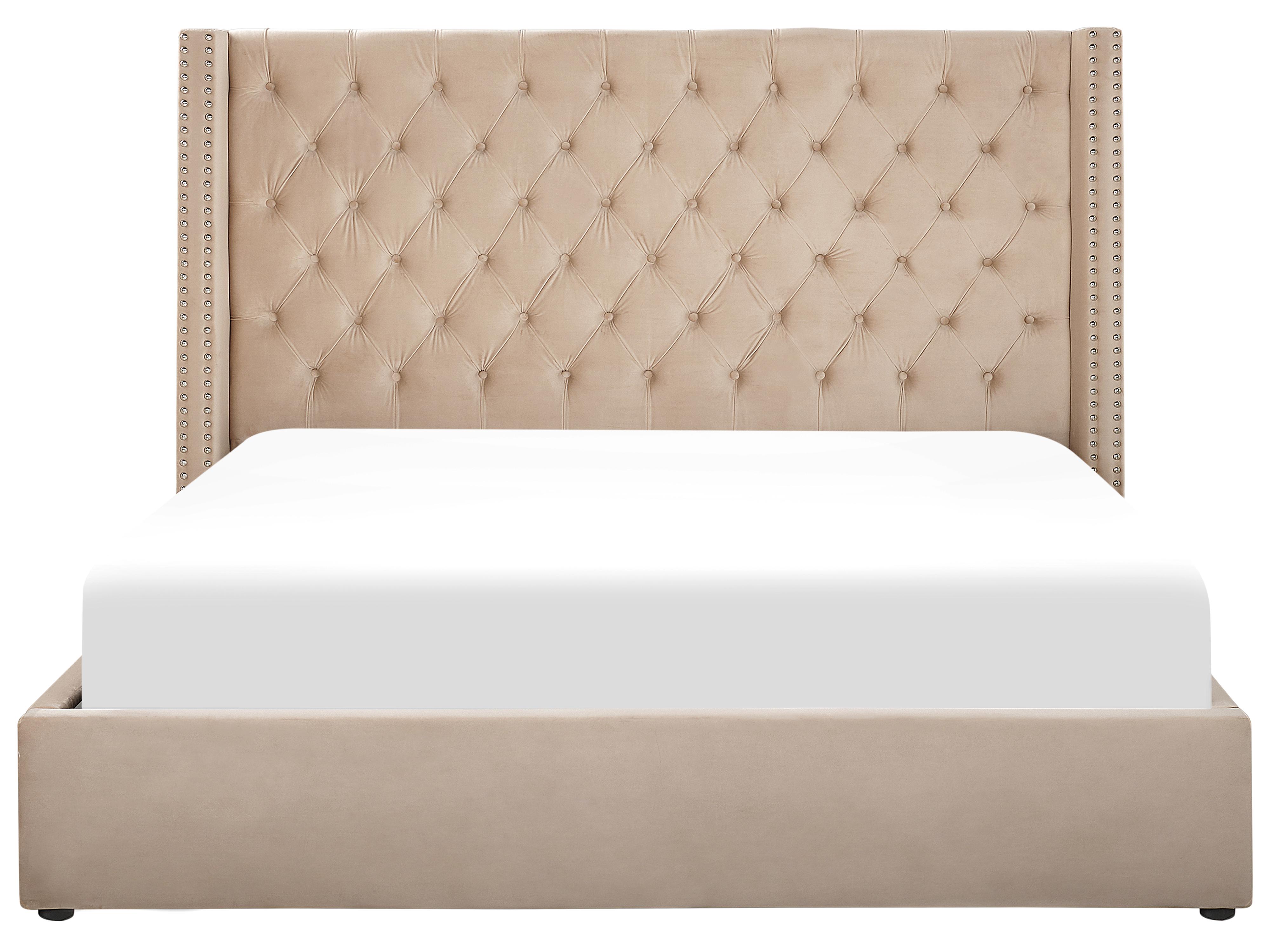 Bed met opbergruimte Fluweel LUBBON 180 x 200 cm Beige