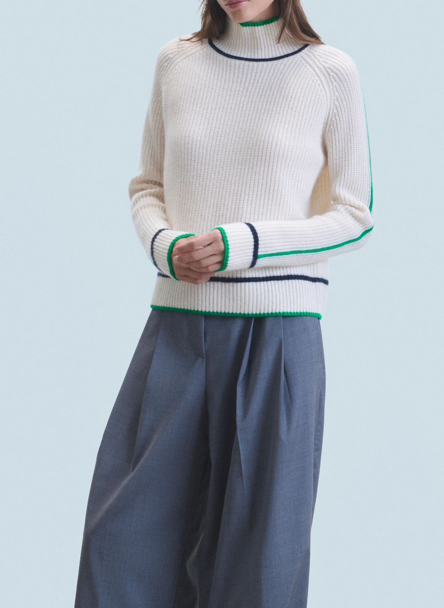 Pull col montant en cachemire | Blanc
