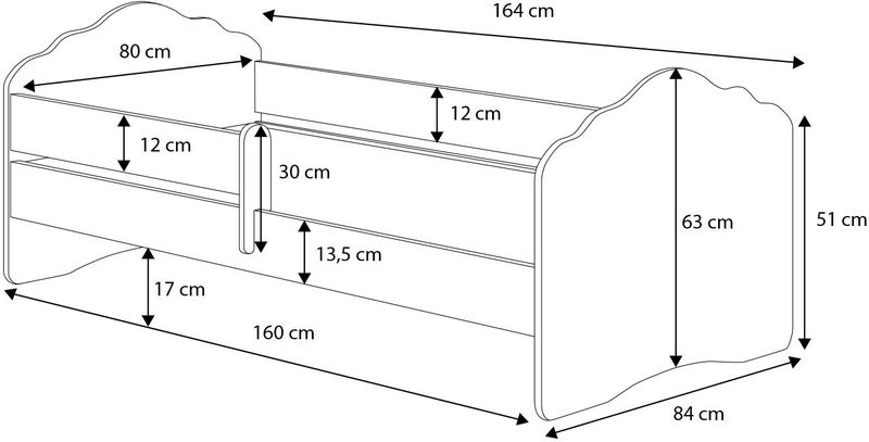 FALA - Peuterbed - Wit Roze - Inclusief Matras - 160x80cm