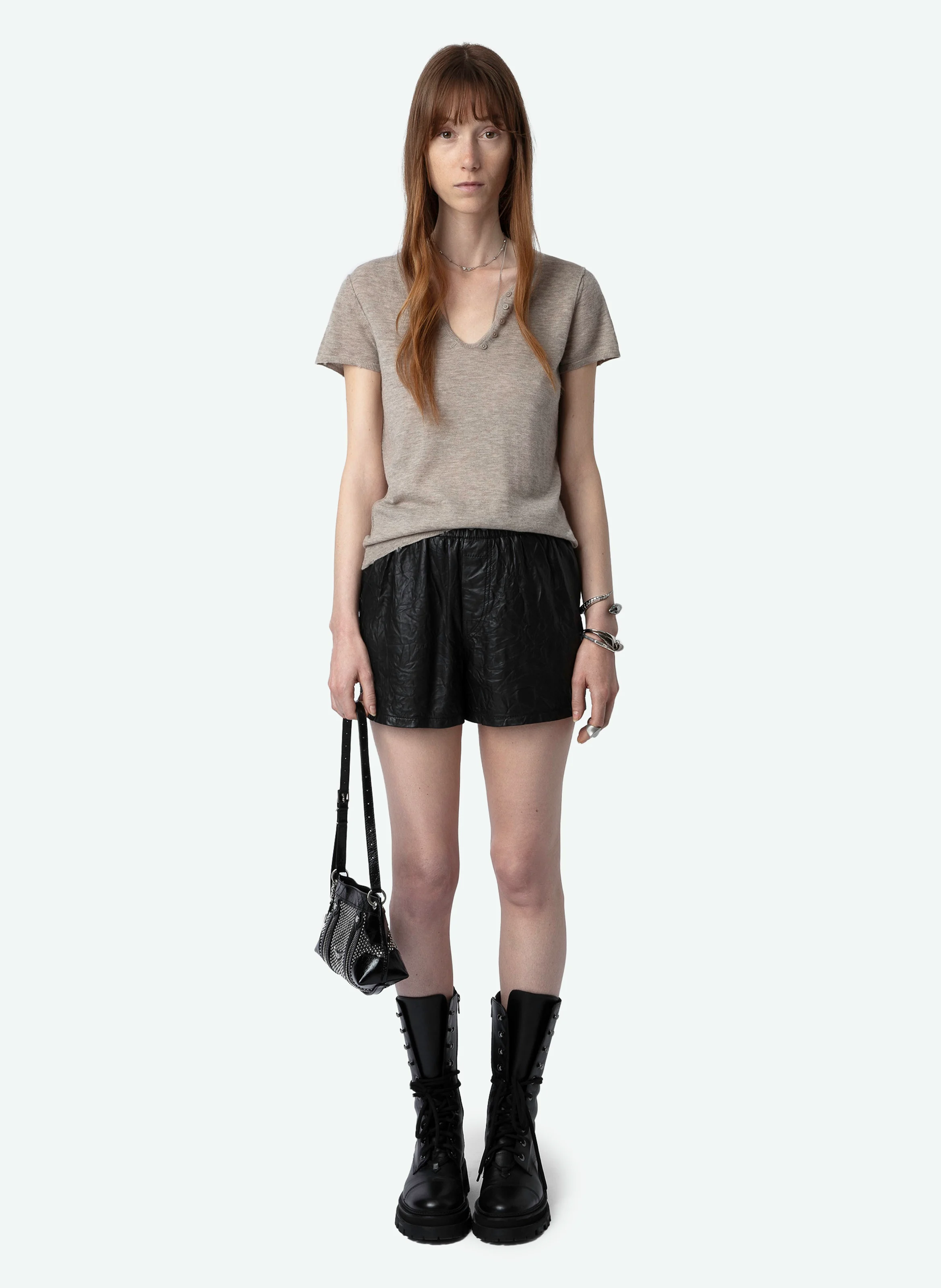IDA - Top col tunisien droit en cachemire | Beige