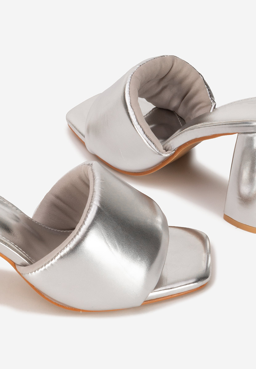 Mules à talon épais argent Miralys