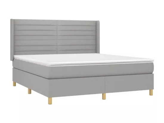Sommier tapissier matelas et LED Gris clair 160x200 cm Tissu